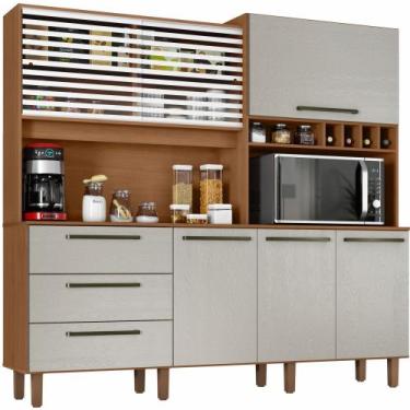 Imagem de Armário de Cozinha Zanzini Mega 6 portas 3 gavetas com adega e nicho c