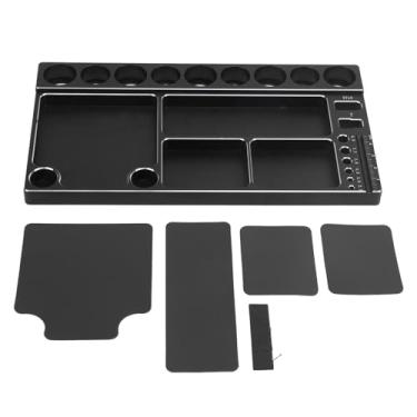 Imagem de VOMEKO MAGNET RC Chave de fenda RC Organizador de alumínio Rack de armazenamento de ferramentas com 4 almofadas magnéticas para 1/8 1/10 1/12 carro RC, helicóptero, reparo de (Black)