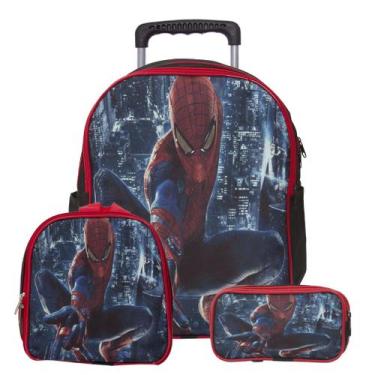 Imagem de Bolsa Escolar de Rodinhas Menino Homem Aranha Creche Aulas - TOYS 2U
