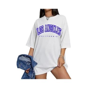Imagem de Camiseta Oversized Feminina Los Angeles - Manga Curta Respirável - Est