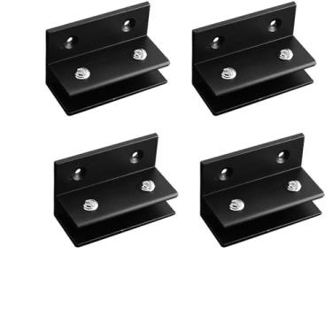 Imagem de Clipe de vidro preto - Clipe de vidro flutuante de liga de alumínio - Instalação de grampo longo em forma de F Suporte de vidro montado na parede Acessórios de hardware adequados para vidro grosso de