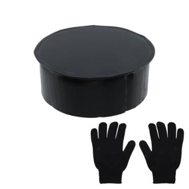 Imagem de Semetall Tampa de extremidade de duto de metal galvanizado preto de 10 cm com luvas de nylon para HVAC e tampa de ventilação do secador, pacote com 1