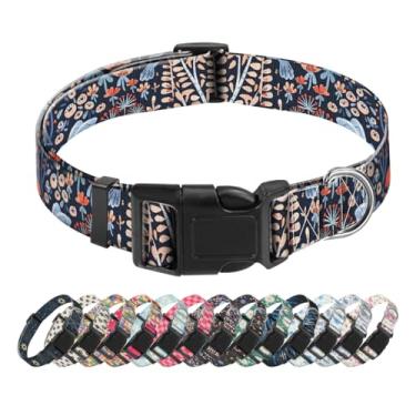 Imagem de SXboxing Coleira para cães, coleira fofa para cães pequenos, médios e grandes, coleiras macias personalizadas para animais de estimação com fivela de liberação rápida para caminhada, corrida, Boho