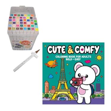 Imagem de Conjunto de Canetinhas Touch 48 Cores com Livro de Colorir, Capa Mole