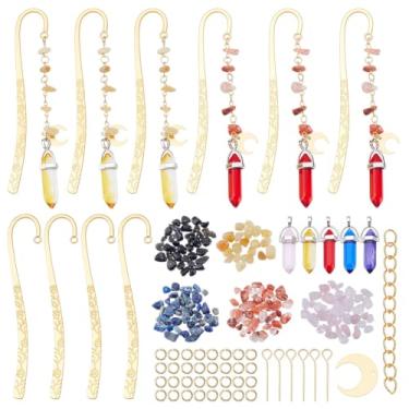 Imagem de NBEADS Kits de fabricação de marcadores de livro de pedras preciosas naturais misturadas faça você mesmo, marcadores de livro, presente feminino, pingente de cristal, estilo marcador de livro, kit de