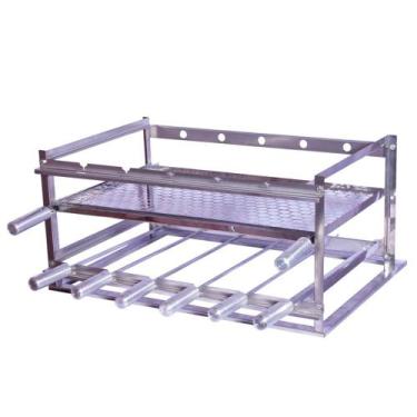 Imagem de Suporte para Churrasco Fast Gourmet Luxo com 6 Espetos e Grelha SAL06