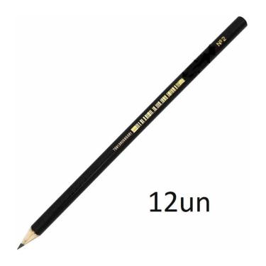 Imagem de Kit 12Un Lápis Preto Grafite De Escrever Hb Sextavado Escola