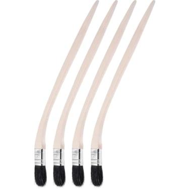 Imagem de Pincel de pintura de radiador dobrado premium de 40,6 cm/43,2 cm, comprimento 2,5 polegadas/5,1 cm/2,5 polegadas/7,5 cm de largura com cabo de madeira longo para bricolage, parede, tratamento (preto 4