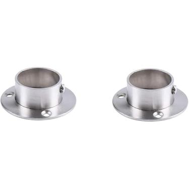 Imagem de 2 pacotes de soquetes de haste de flange de aço inoxidável, suporte de tubo de montagem na parede com parafusos para varão de cortina de chuveiro de guarda-roupa de armário (serve para 32 mm / 1,26