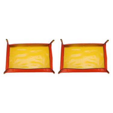 Imagem de HARFINGTON 2 peças de tapete de repotting 100 cm x 120 cm de tecido PE à prova d'água tapete de replantio de plantas dobrável portátil bandeja de jardinagem com fivela de plástico para mudança de