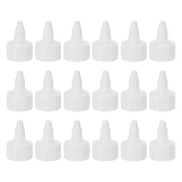 Imagem de PATIKIL Tampas de garrafa torcidas 28/410, 18 peças de tampas de substituição de garrafas de plástico com borda nervurada com junta de espuma para tampas de tinta, distribuição de cola, branco