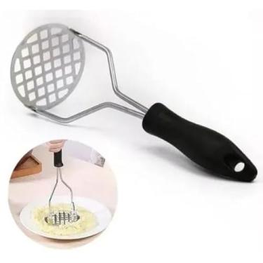 Imagem de Amassador Batatas Espremedor Manual Legumes Multiuso Aço Inox Com Cabo Plastico Cozinha Multiuso