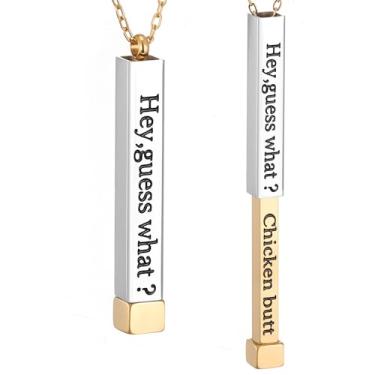 Imagem de SKQIR Be Kind of a Badass Colares femininos com mensagem oculta para melhores amigas irmãs, presentes inspiradores engraçados, colares com pingente de barra vertical, joias, presentes de mordaça para