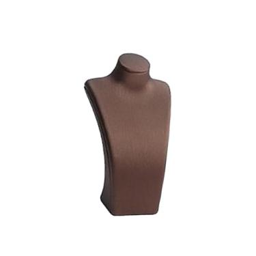 Imagem de Colaxi Suporte para exibição de busto de colar, suporte para manequim de colar, decoração, elegante, prateleira de armazenamento, presente feminino, couro, Marrom, 8cm X 4.5cm X 14cm