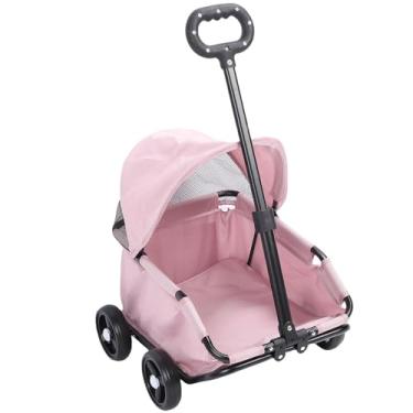 Imagem de Asixxsix Carrinho de Estimação Dobrável, Carrinho de Cachorro de 4 Rodas Com Tons de Sol, de Cachorro para para Cães Pequenos Gatos (Rosa)