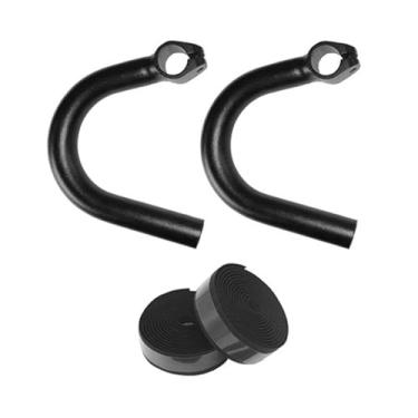 Imagem de YIJU Guidão de bicicleta, barra de apoio com apoio de braço forte e confortável, premium, barra de com ângulo externo, liga de alumínio, para ciclismo ao, Fita Preta para Guidão