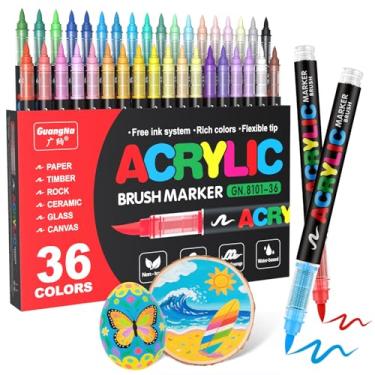 Imagem de Guangna Caneta marcador de acrílico de cabeça macia líquida direta, 36 cores para estudantes, especial, não transparente, empilhável, caneta, agenda, grafite, corpo humano, pintura, pincel de pigmento
