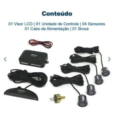 Imagem de Sensor de Ré Para Carro Com 4 Sensores Completo 0.1M - 1.5M Preto Sensor De Ré Estacionamento 4 Sensores Display Led Kapbom KA-S100