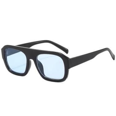 Imagem de VFDHN Óculos de sol retrô fashion punk feminino masculino praia clássico vintage festa ao ar livre (preto azul)