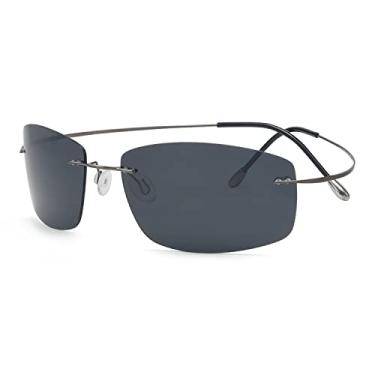 Imagem de Eyekepper Óculos de sol polarizados com armação de titânio sem aro, S1504 - Moldura retangular, tamanho �nico