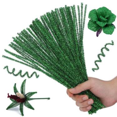 Imagem de Limpadores de cachimbo Hssugi 100PCS Craft Supplies Christmas Green