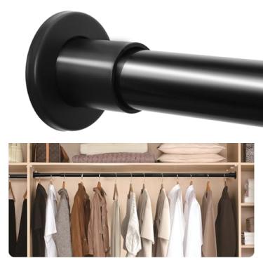 Imagem de Varões de armário atualizados para pendurar roupas, haste de armário ajustável de 45 a 236 cm, postes de armário de metal, barra de armário fácil de instalar para guarda-roupas, lavanderia, perfeita