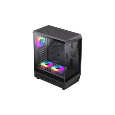 Imagem de GAMEMAX Capa para jogos Vista COC BK ATX Mid-Tower Gamer, painéis frontais e laterais de vidro temperado, ventiladores ARGB de 5 x 120 mm, ventilador de resfriamento COC patenteado, preto