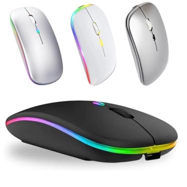 Imagem de Mouse sem Fio Recarregável Dupla Conexão, Bluetooth e USB, Wireless Mouse compatível com iPhone, MacBook,iPad,Laptop,PC,Notebook, Tablet,Ergonômico, Premium TecQuality (Preto)