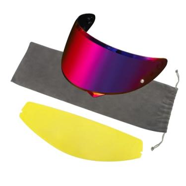 Imagem de PSLER Viseira C10 com filme antiembaçamento - Viseira colorida C10 HJ-34P Viseira para capacete pronto para pinlock para C10 HJ-34P, filme antiembaçamento + viseira vermelha arroxeada profunda
