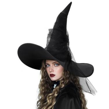 Imagem de Chapéu de bruxa JEGERMIG Halloween preto grande para mulheres