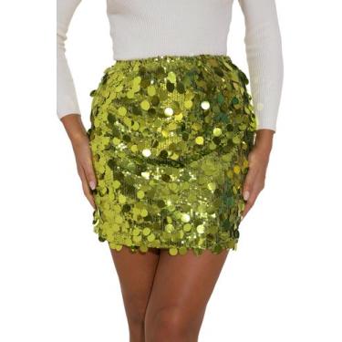 Imagem de Saia GUANYY Sequin Mini Lápis Verde Limão G-Small