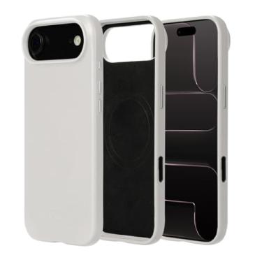 Imagem de alto Capa compatível com iPhone Air 2025, capa magnética de couro italiano compatível com Apple MagSafe, capa protetora contra quedas da série Clop (iPhone Air, 6,5 polegadas, branco gelo)