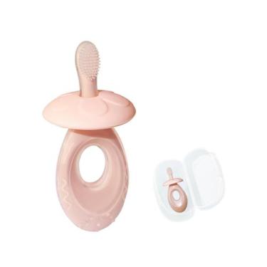 Imagem de Escova de dentes e mordedor para bebês de silicone com estojo de viage