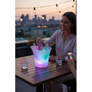 Imagem de Balde de Gelo com Led e Bluetooh Caixa de Som Festas Balada Churrasco 