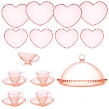 Imagem de Jogo de Jantar e Café 18 Peças Modelo Coração Cristal Linha Pearl Wolf