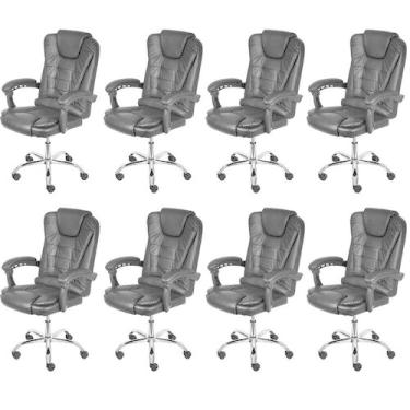 Imagem de Kit 8 Cadeiras Escritório Presidente Estofada material sintético Jacar
