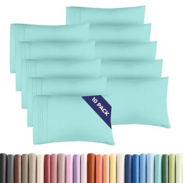 Imagem de Conjunto de 10 fronhas Queen – Capas de almofada ultra macias de qualidade hoteleira – Confortáveis, aconchegantes e sem rugas – Resistente a encolhimento, manchas e desbotamento – Protetores de