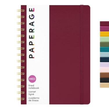 Imagem de PAPERAGE Caderno de diário espiral forrado, (bordô), 160 páginas, diário de capa dura para mulheres e homens, médio 14 x 20 cm - 100 g/m2, papel grosso, caderno espiral para trabalho, escola e diário