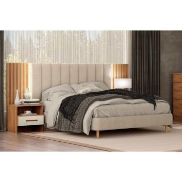 Imagem de Cabeceira Cama Box Madeirado Casal Bandeira-himalaia C- 2 Mesas E 2 Gavetas Cumaru-fendi 25 - Horizonte