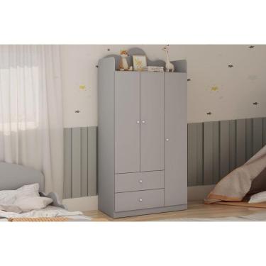 Imagem de Guarda Roupa Infantil 3 Portas e 2 Gavetas Nuvem Fendi - Genialflex