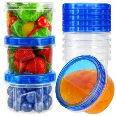 Imagem de Embalagem com 10 recipientes reutilizáveis para freezer de 500 ml com tampas giratórias herméticas, recipientes de plástico transparente para preparação de refeições para sobras de almoço, salada