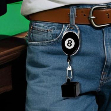 Imagem de Suporte de giz retrátil de corda de plástico Snooker para tacos de bilhar acessórios esportivos acessórios de bilhar, comprimento de extensão de 44 cm (elipse preta)