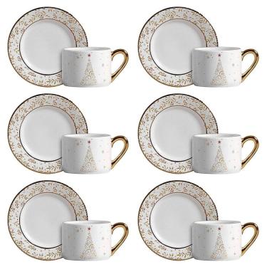 Imagem de Conjunto de 6 Xícaras de Chá com Pires Christmas Lights de Cerâmica 200ml - Scalla