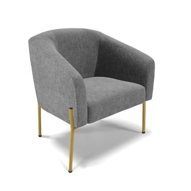 Imagem de Cadeira Sala De Jantar Pé De Ferro Dourado Stella Linho D03 - D'rossi Cor Grafite