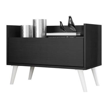 Imagem de Mesa De Cabeceira 60Cm Retrô Multimóveis V3627 Preta/Branca Preto/Branco