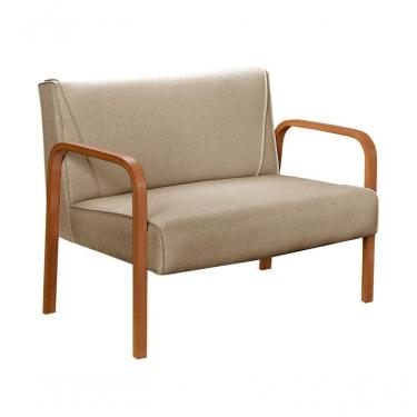 Imagem de Poltrona Namoradeira Anita Decorativa Braço Madeira Moderna Linho Marrom 150