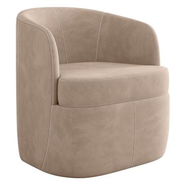 Imagem de Poltrona Giratória Decorativa Para Sala Dandara Z08 Veludo Bege - Mpozenato