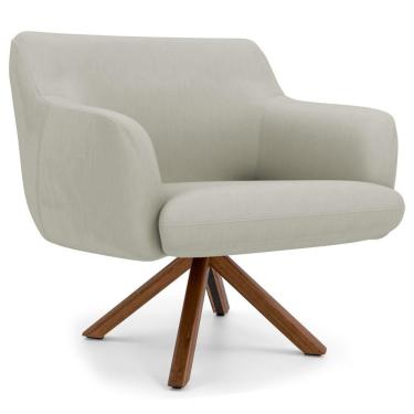 Imagem de Poltrona Decorativa Giratória Base Giromad Madeira Jade C-26 Corano Bege - Domi