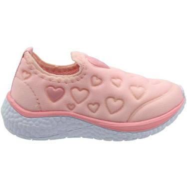 Imagem de Tênis Infantil Via Vip Corações Escolar Tecido Sem Cadarço Menina, 26,