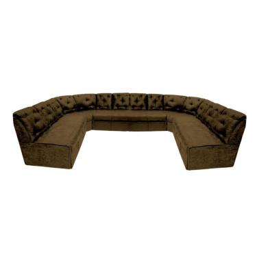 Imagem de Sofá De Canto 12 Lugares Marrom Confortável Moderno